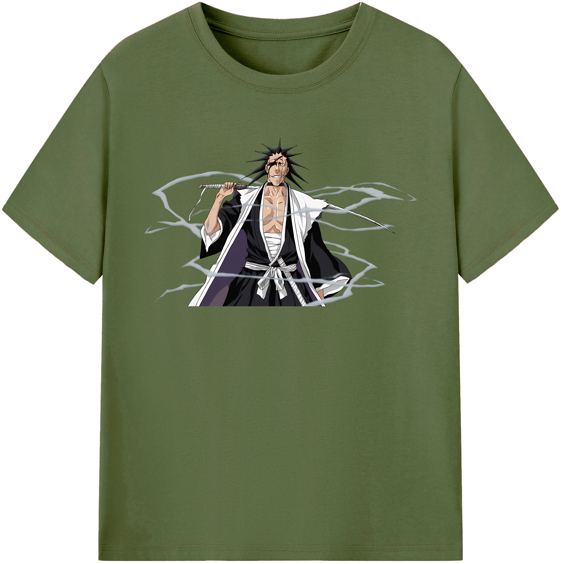 （画像用） ブリーチ ざらき けんぱち BLEACH Zaraki Kenpachi 綿100％半袖Tシャツ（フロントプリント）
